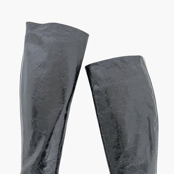 MM6 Maison Margiela Tin Can Boots EU 38 US 7 Black Knee High Block Heel Tall - Picture 4 of 13